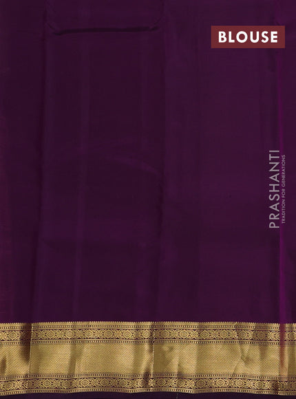 Peach Pink & Purple Kanchipuram Silk - Checks