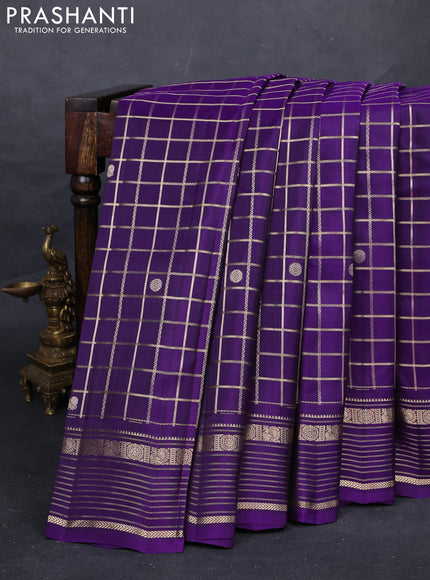 Purple Kanchipuram Silk - Checks