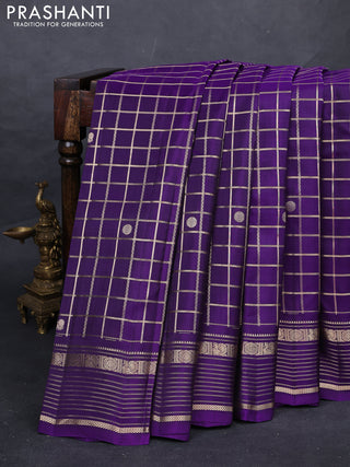 Purple Kanchipuram Silk - Checks