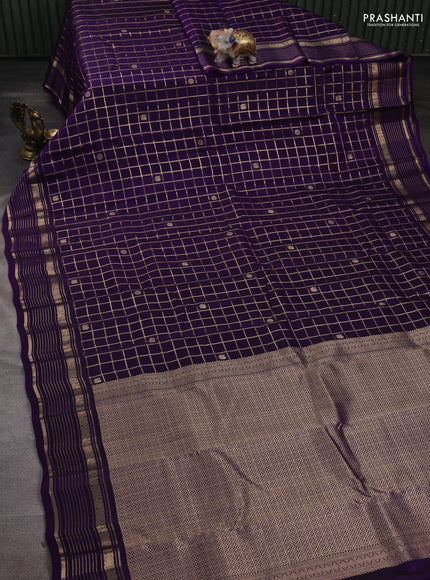 Purple Kanchipuram Silk - Checks