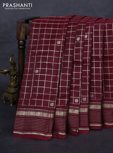 Maroon Kanchipuram Silk - Checks