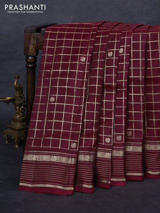 Maroon Kanchipuram Silk - Checks