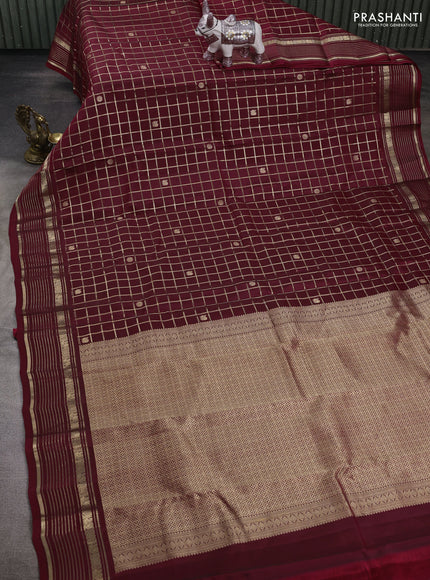 Maroon Kanchipuram Silk - Checks