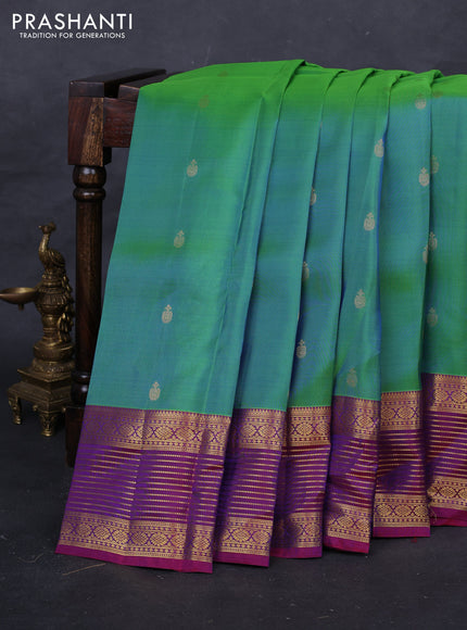 Green & Magenta Pink Kanchipuram Silk - Buttas