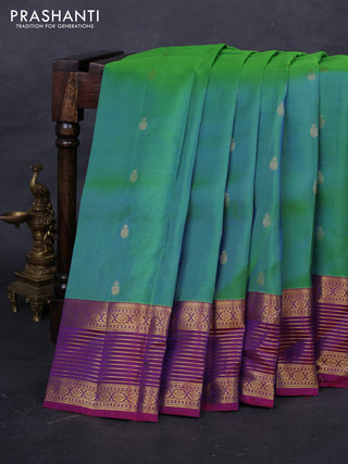 Green & Magenta Pink Kanchipuram Silk - Buttas