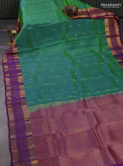 Green & Magenta Pink Kanchipuram Silk - Buttas