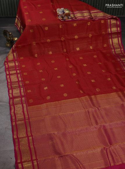 Red & Pink Kanchipuram Silk - Checks