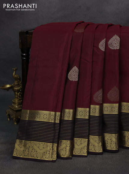 Maroon & Coffee Brown Kanchipuram Silk - Buttas