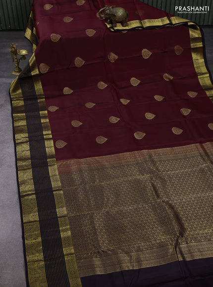 Maroon & Coffee Brown Kanchipuram Silk - Buttas