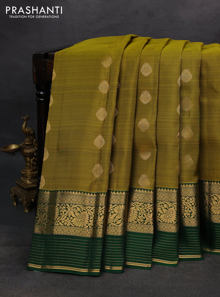 Mehendi Green & Green Kanchipuram Silk - Buttas