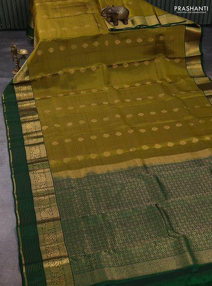 Mehendi Green & Green Kanchipuram Silk - Buttas