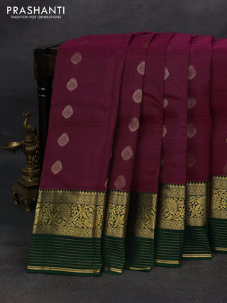 Magenta Pink & Green Kanchipuram Silk - Buttas