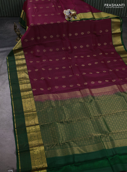 Magenta Pink & Green Kanchipuram Silk - Buttas