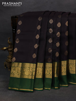 Coffee Brown & Green Kanchipuram Silk - Buttas