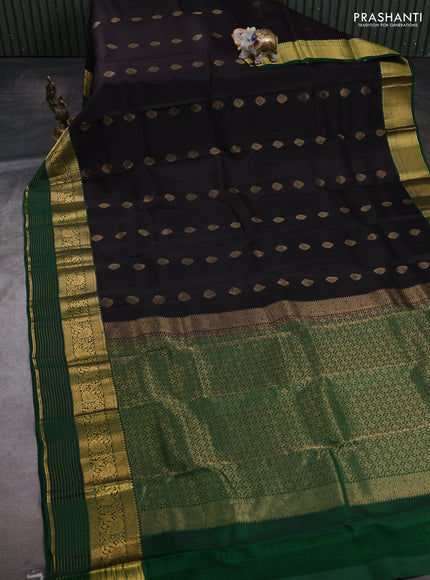 Coffee Brown & Green Kanchipuram Silk - Buttas