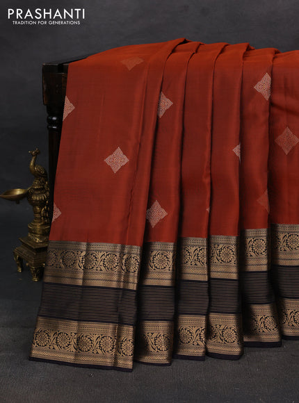 Rust & Black Kanchipuram Silk - Buttas