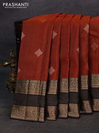 Rust & Black Kanchipuram Silk - Buttas