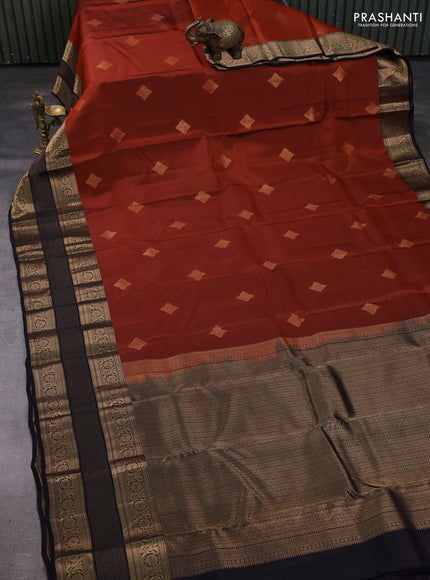 Rust & Black Kanchipuram Silk - Buttas