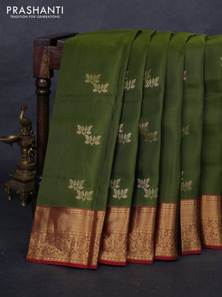 Sap Green & Maroon Kanchipuram Silk - Buttas