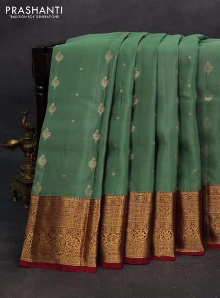 Green & Maroon Kanchipuram Silk - Buttas