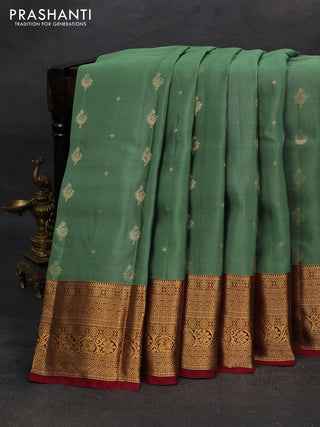 Green & Maroon Kanchipuram Silk - Buttas