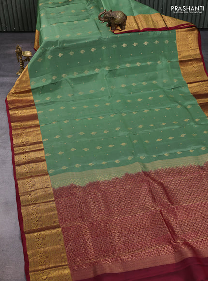 Green & Maroon Kanchipuram Silk - Buttas