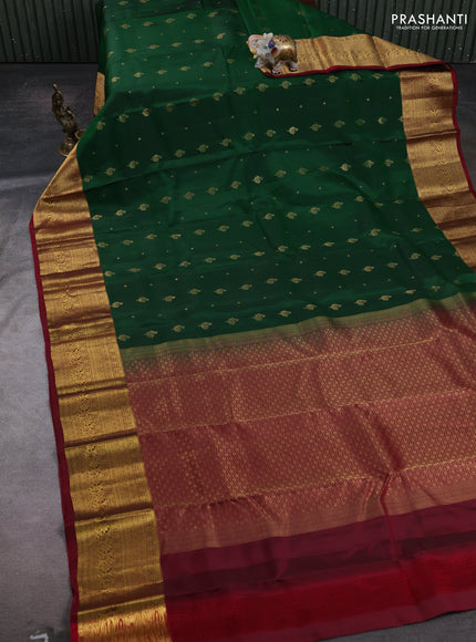 Green & Maroon Kanchipuram Silk - Buttas