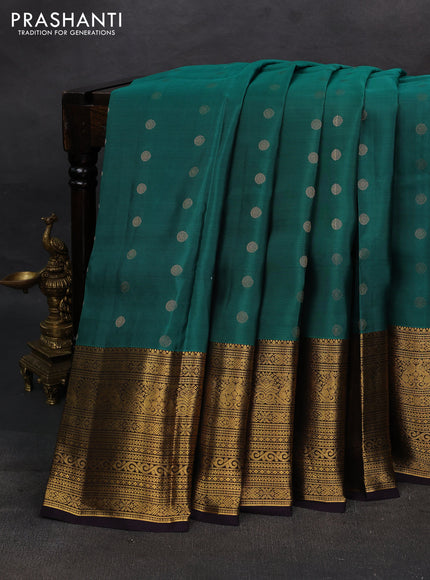 Teal Green & Jamun Kanchipuram Silk - Buttas