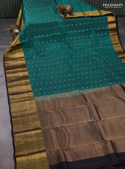 Teal Green & Jamun Kanchipuram Silk - Buttas