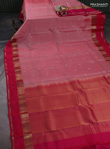 Peach Pink & Pink Kanchipuram Silk - Buttas
