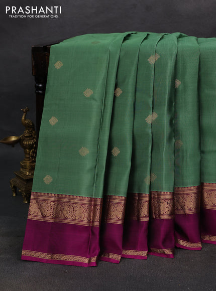 Green & Magenta Pink Kanchipuram Silk - Buttas
