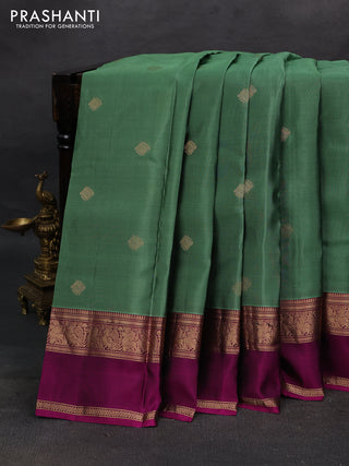 Green & Magenta Pink Kanchipuram Silk - Buttas