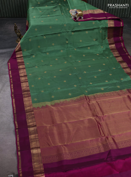 Green & Magenta Pink Kanchipuram Silk - Buttas