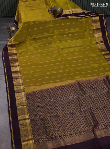 Mehendi Green & Purple Kanchipuram Silk - Buttas