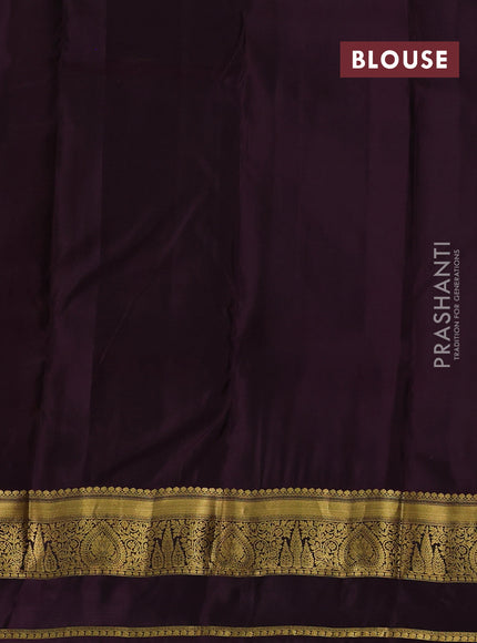 Rosy Brown & Purple Kanchipuram Silk - Buttas