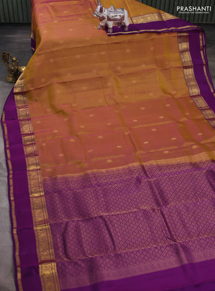 Mustard & Purple Kanchipuram Silk - Buttas