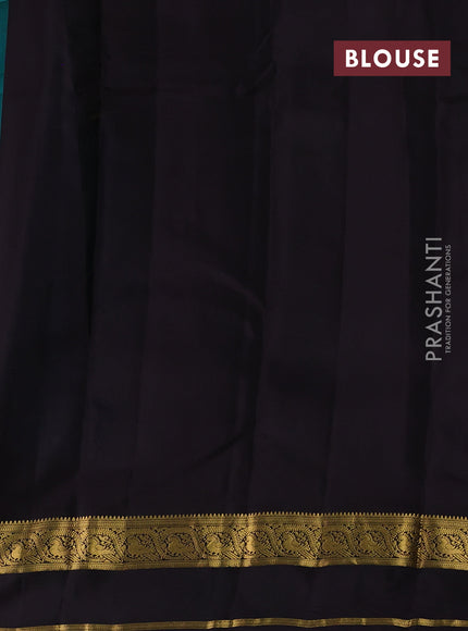 Teal Green & Coffee Brown Kanchipuram Silk - Buttas