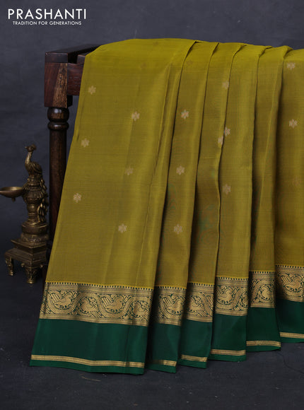 Mehendi Green & Green Kanchipuram Silk - Buttas