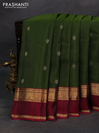 Sap Green & Maroon Kanchipuram Silk - Buttas