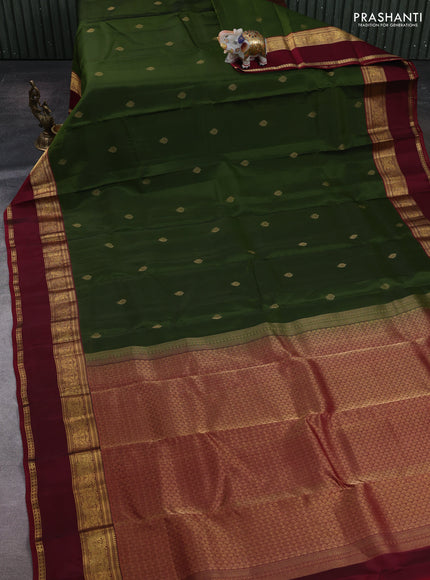 Sap Green & Maroon Kanchipuram Silk - Buttas