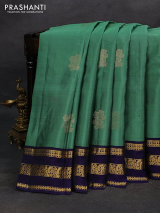 Green & Navy Blue Kanchipuram Silk - Buttas
