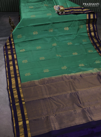 Green & Navy Blue Kanchipuram Silk - Buttas