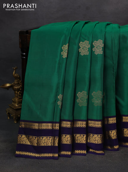 Green & Navy Blue Kanchipuram Silk - Buttas
