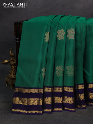 Green & Navy Blue Kanchipuram Silk - Buttas