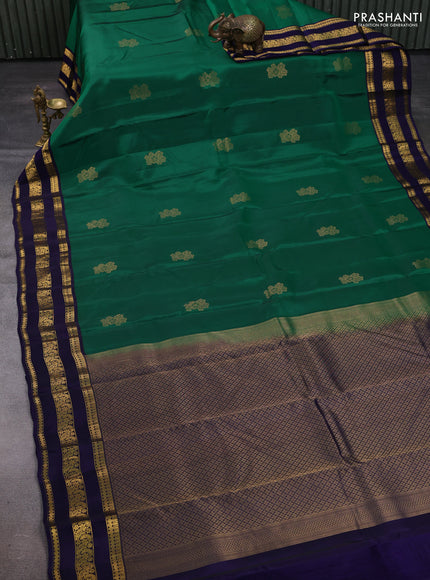 Green & Navy Blue Kanchipuram Silk - Buttas