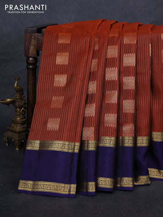 Rust & Navy Blue Kanchipuram Silk - Weaves
