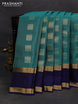 Teal Green & Navy Blue Kanchipuram Silk - Weaves