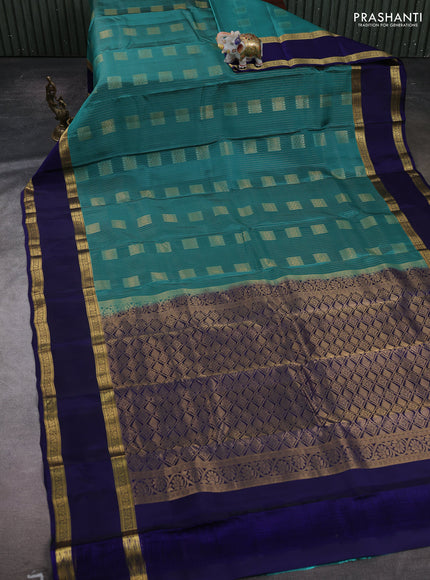 Teal Green & Navy Blue Kanchipuram Silk - Weaves
