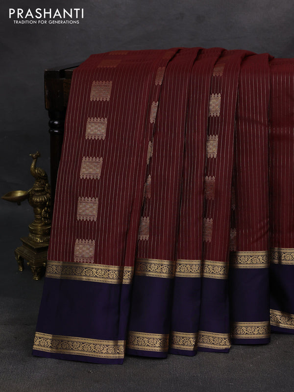 Maroon & Navy Blue Kanchipuram Silk - Weaves
