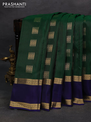 Green & Navy Blue Kanchipuram Silk - Weaves